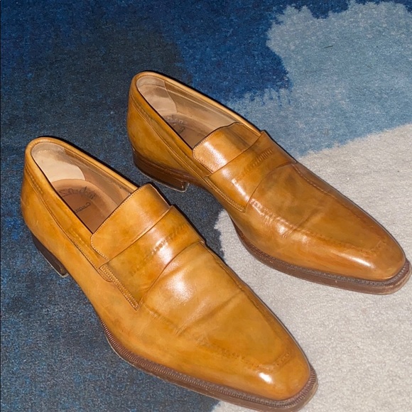 Santoni leather tan shoes